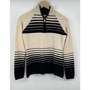 Neve Pullover Sweater Size Small Black Off White 1/4 Zip Wool Ski